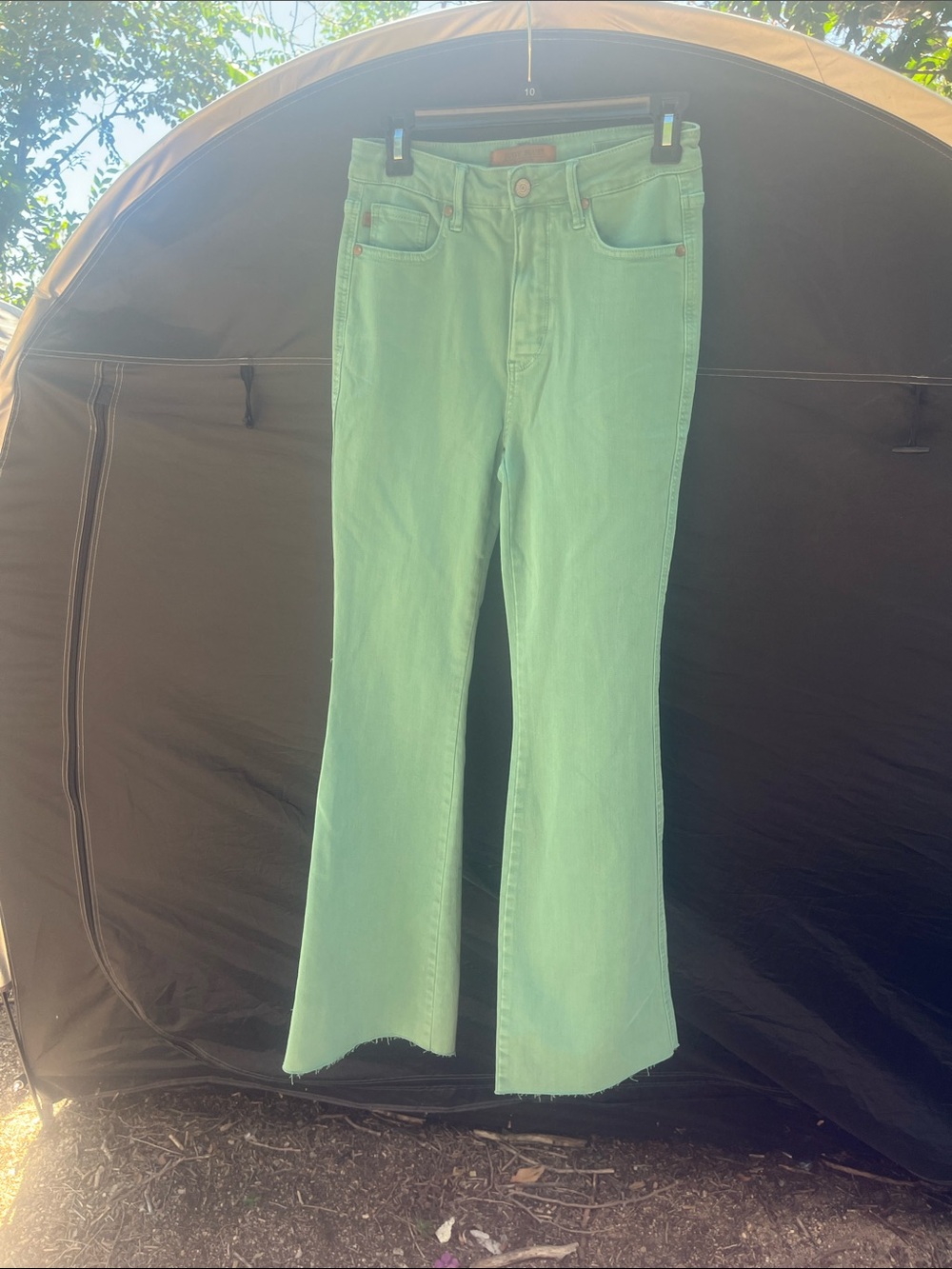 Judy Blue Mint Green Flare Jeans — Wide Leg Stretch Denim